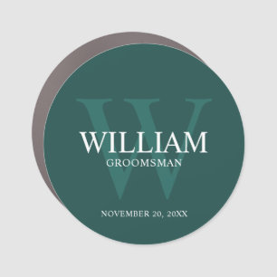 Personalized Groomsmen Monogram & Name Car Magnet