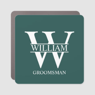 Personalized Groomsmen Monogram & Name Car Magnet