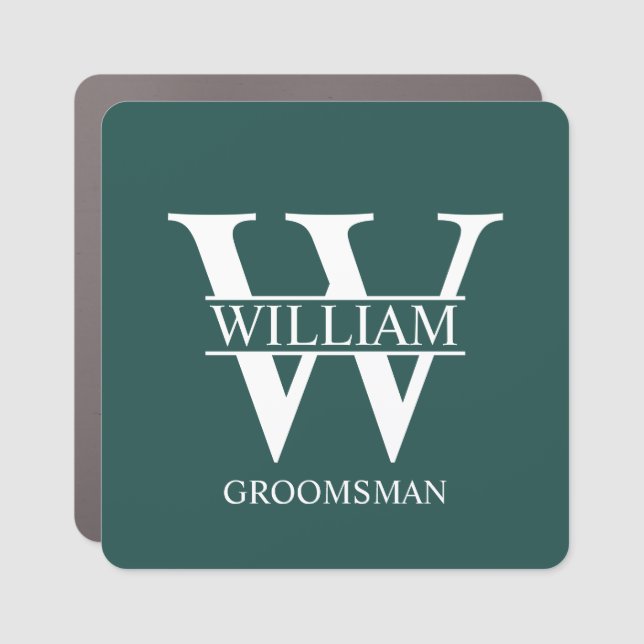 Personalized Groomsmen Monogram & Name Car Magnet (Front)