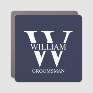 Personalized Groomsmen Monogram & Name Car Magnet