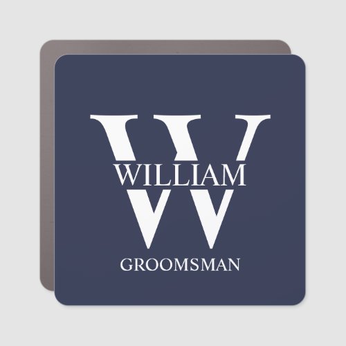 Personalized Groomsmen Monogram & Name Car Magnet