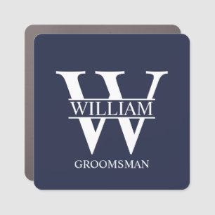 Personalized Groomsmen Monogram & Name Car Magnet