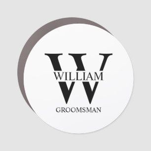 Personalized Groomsmen Monogram & Name Car Magnet