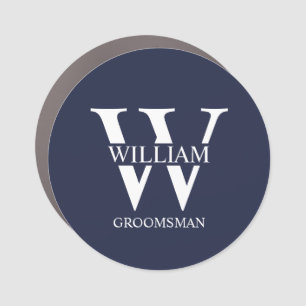 Personalized Groomsmen Monogram & Name Car Magnet