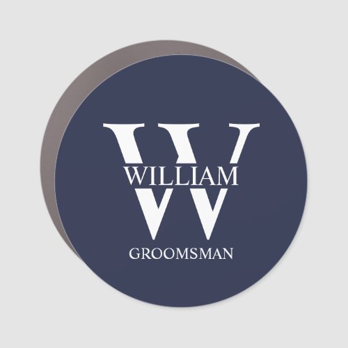 Personalized Groomsmen Monogram & Name Car Magnet