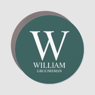Personalized Groomsmen Monogram & Name Car Magnet