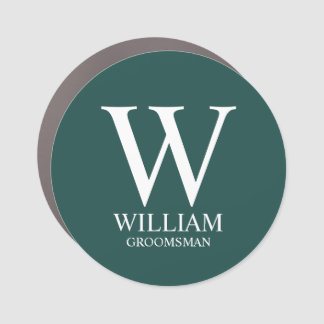 Personalized Groomsmen Monogram & Name Car Magnet