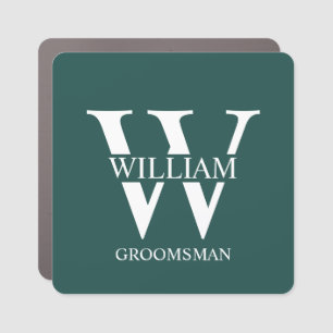 Personalized Groomsmen Monogram & Name Car Magnet