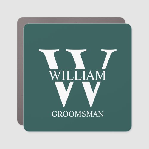 Personalized Groomsmen Monogram & Name Car Magnet
