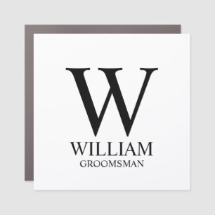Personalized Groomsmen Monogram & Name Car Magnet