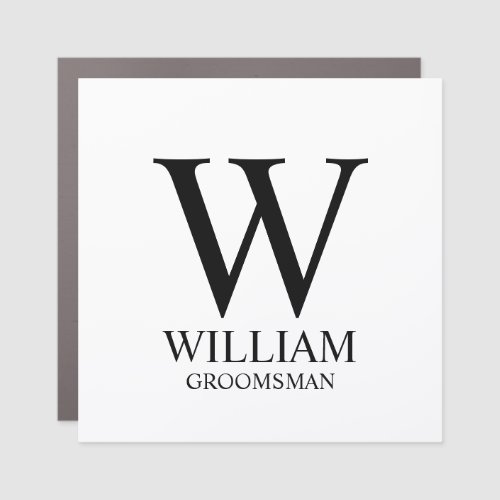 Personalized Groomsmen Monogram & Name Car Magnet