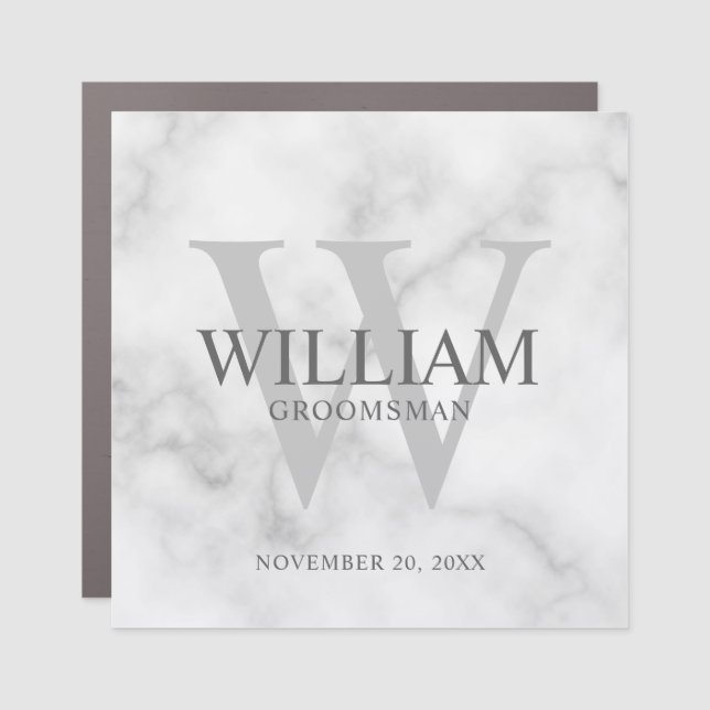 Personalized Groomsmen Monogram & Name Car Magnet (Front)