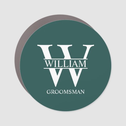 Personalized Groomsmen Monogram & Name Car Magnet