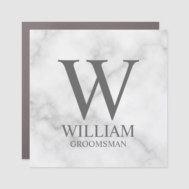 Personalized Groomsmen Monogram & Name Car Magnet (Front)