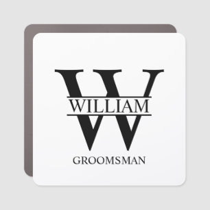 Personalized Groomsmen Monogram & Name Car Magnet