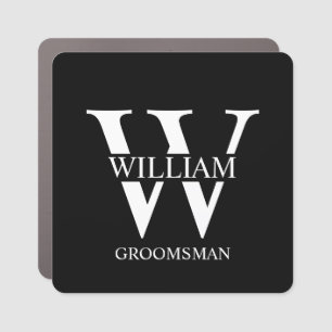 Personalized Groomsmen Monogram & Name Car Magnet