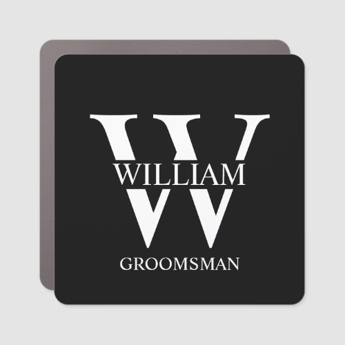 Personalized Groomsmen Monogram & Name Car Magnet