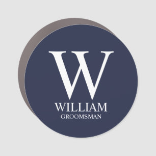 Personalized Groomsmen Monogram & Name Car Magnet