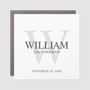 Personalized Groomsmen Monogram & Name Car Magnet