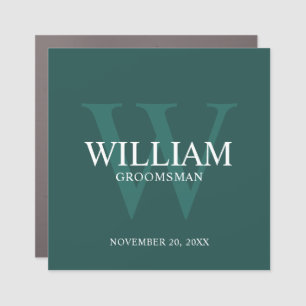 Personalized Groomsmen Monogram & Name Car Magnet