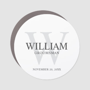 Personalized Groomsmen Monogram & Name Car Magnet