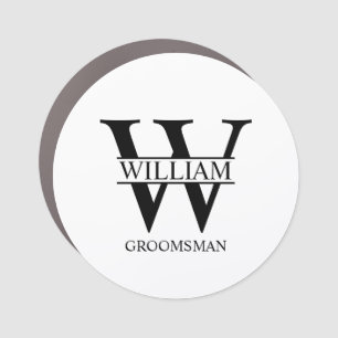 Personalized Groomsmen Monogram & Name Car Magnet