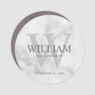 Personalized Groomsmen Monogram & Name Car Magnet