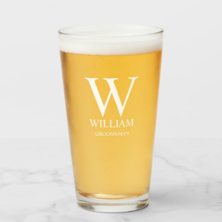 Personalized Groomsmen Monogram & Name Glass