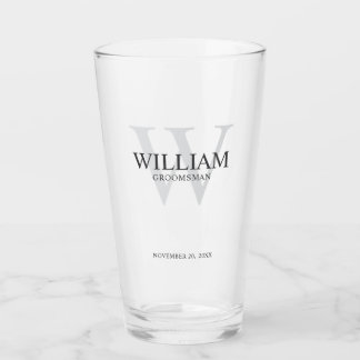 Personalized Groomsmen Monogram & Name Glass