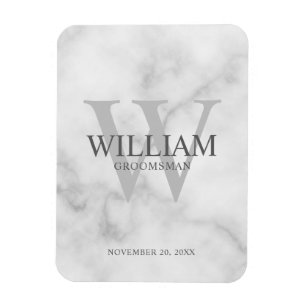 Personalized Groomsmen Monogram & Name Magnet
