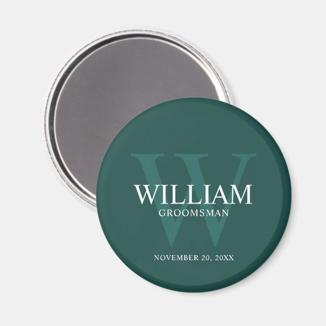 Personalized Groomsmen Monogram & Name Magnet (Front/Back)