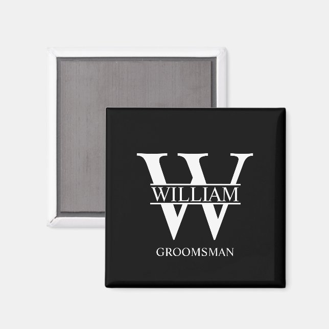 Personalized Groomsmen Monogram & Name Magnet (Front/Back)