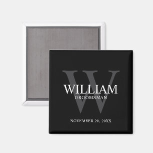 Personalized Groomsmen Monogram & Name Magnet