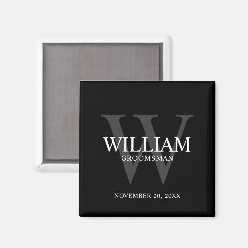 Personalized Groomsmen Monogram & Name Magnet