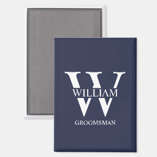 Personalized Groomsmen Monogram & Name Magnet