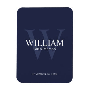 Personalized Groomsmen Monogram & Name Magnet