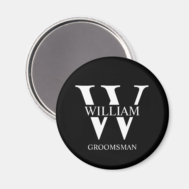 Personalized Groomsmen Monogram & Name Magnet (Front/Back)