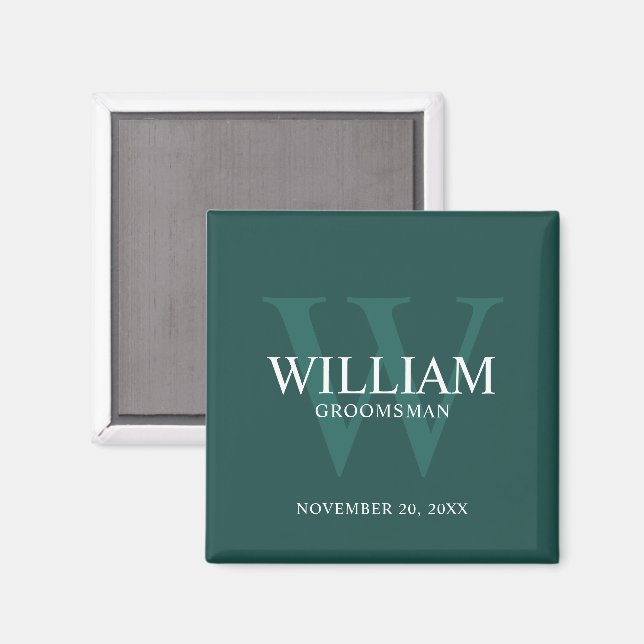Personalized Groomsmen Monogram & Name Magnet (Front/Back)