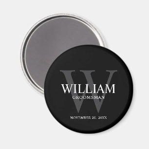 Personalized Groomsmen Monogram & Name Magnet