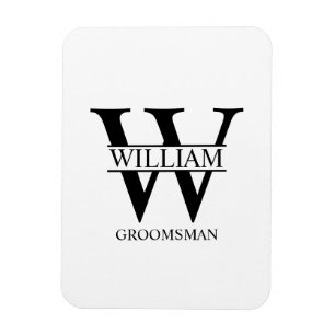 Personalized Groomsmen Monogram & Name Magnet