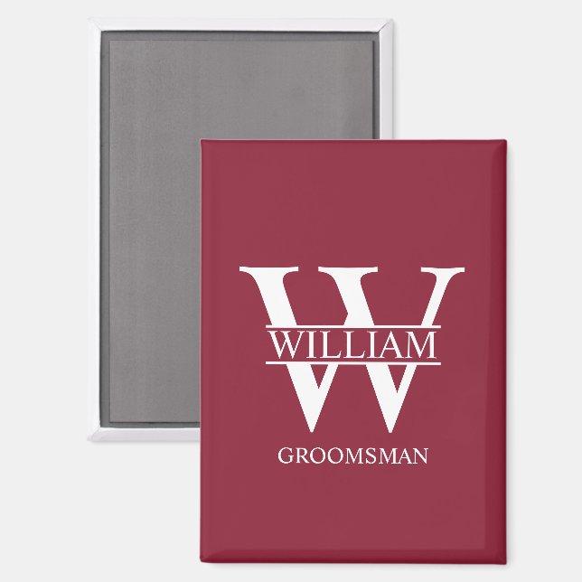 Personalized Groomsmen Monogram & Name Magnet (Front/Back)