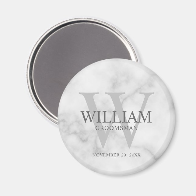 Personalized Groomsmen Monogram & Name Magnet (Front/Back)