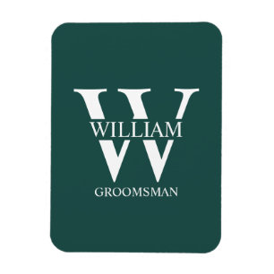 Personalized Groomsmen Monogram & Name Magnet