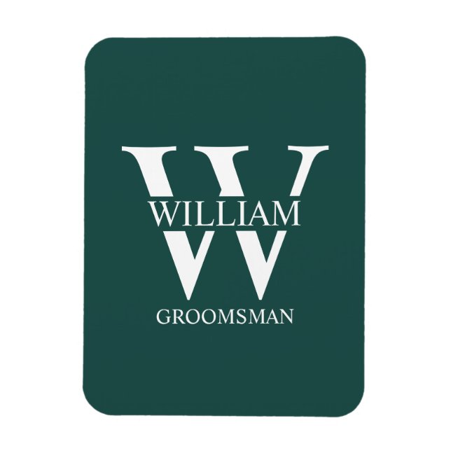 Personalized Groomsmen Monogram & Name Magnet (Vertical)