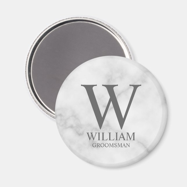 Personalized Groomsmen Monogram & Name Magnet (Front/Back)