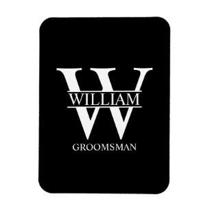 Personalized Groomsmen Monogram & Name Magnet