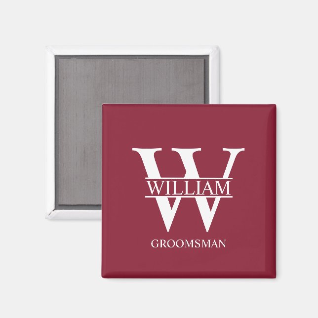 Personalized Groomsmen Monogram & Name Magnet (Front/Back)
