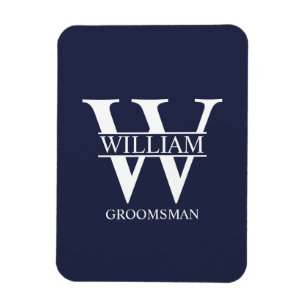 Personalized Groomsmen Monogram & Name Magnet