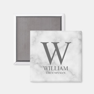 Personalized Groomsmen Monogram & Name Magnet