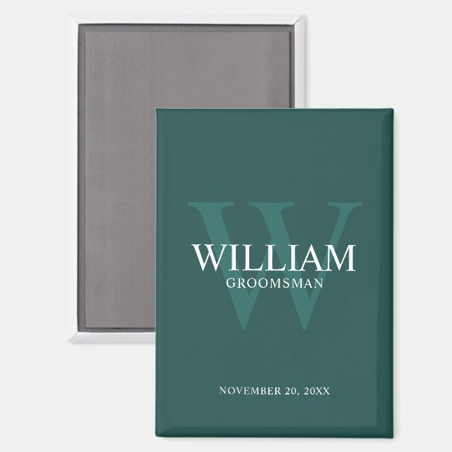 Personalized Groomsmen Monogram & Name Magnet (Front/Back)